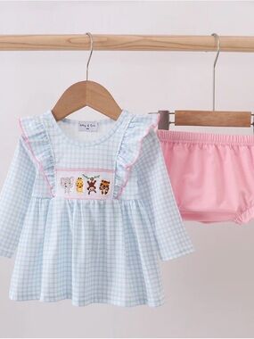 Honeydew USA Blue Gingham Ruffle Top with Pink Bloomers